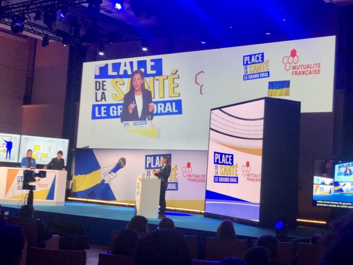 Anne Hidalgo au Grand oral des candidats de la Mutualité française. Photo FF